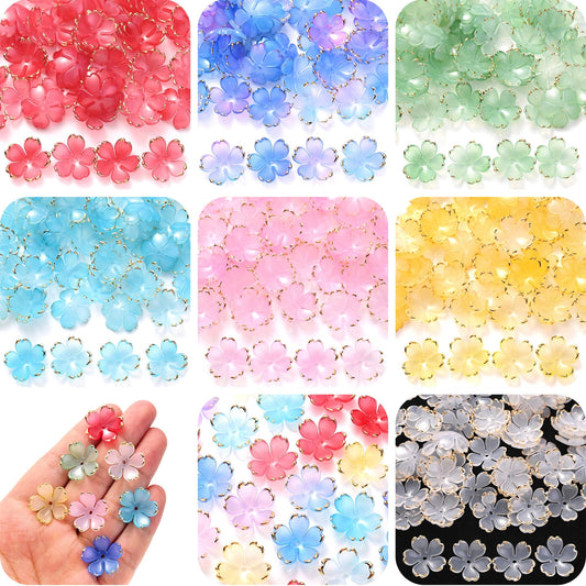 200PCS 19mm Colorful Five-Petal Flower Acrylic Beads