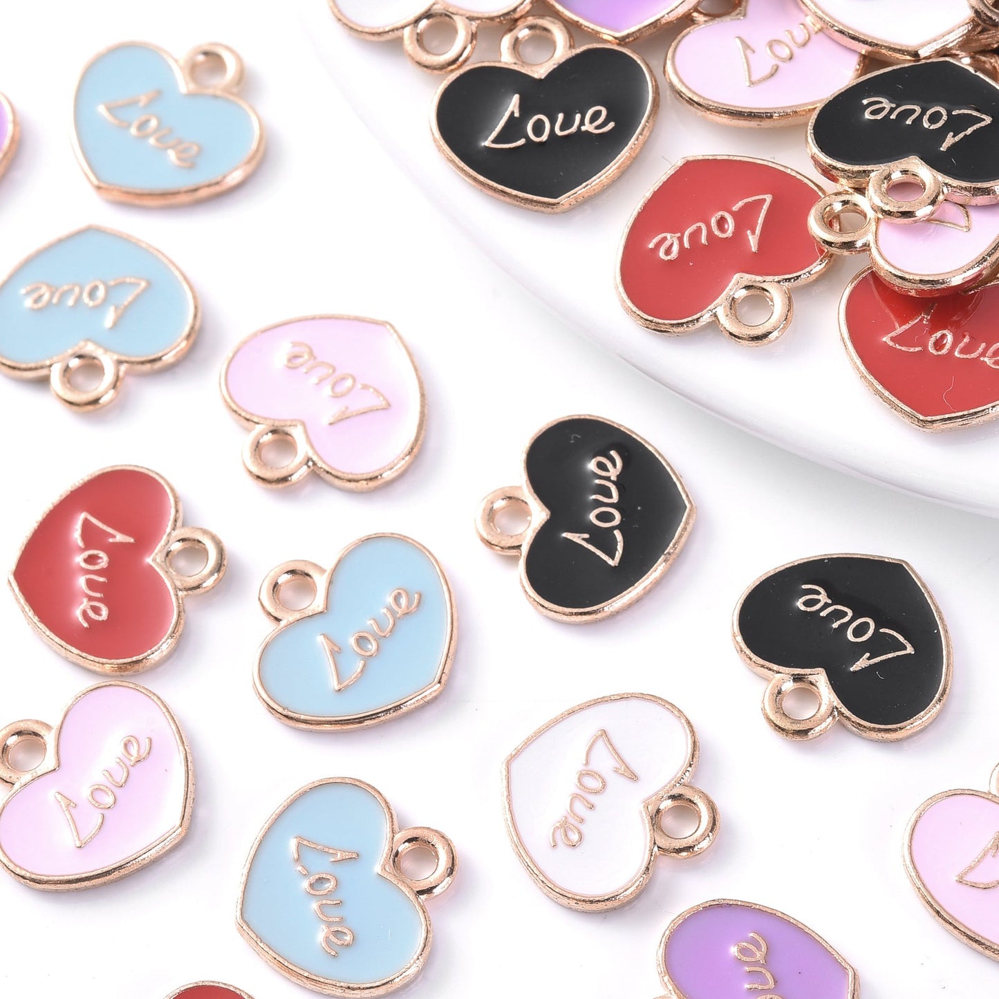 Love Letter Heart Enamel Charms