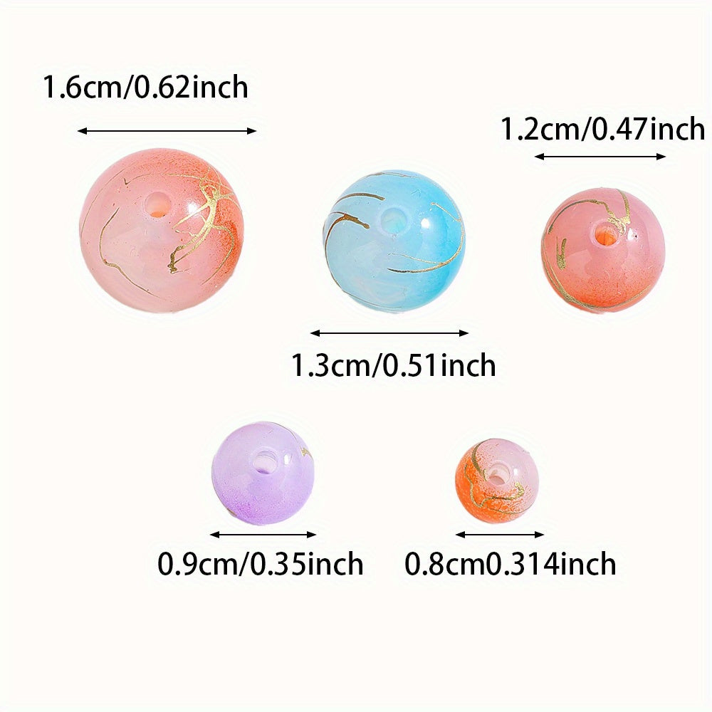 8-16 mm Multicolor Two-Tone Gold-Thread Acrylic Beads
