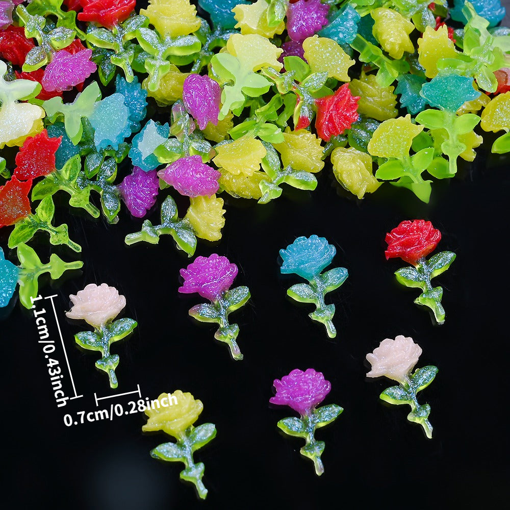 Luminous Green Leaf Flower Resin Beads