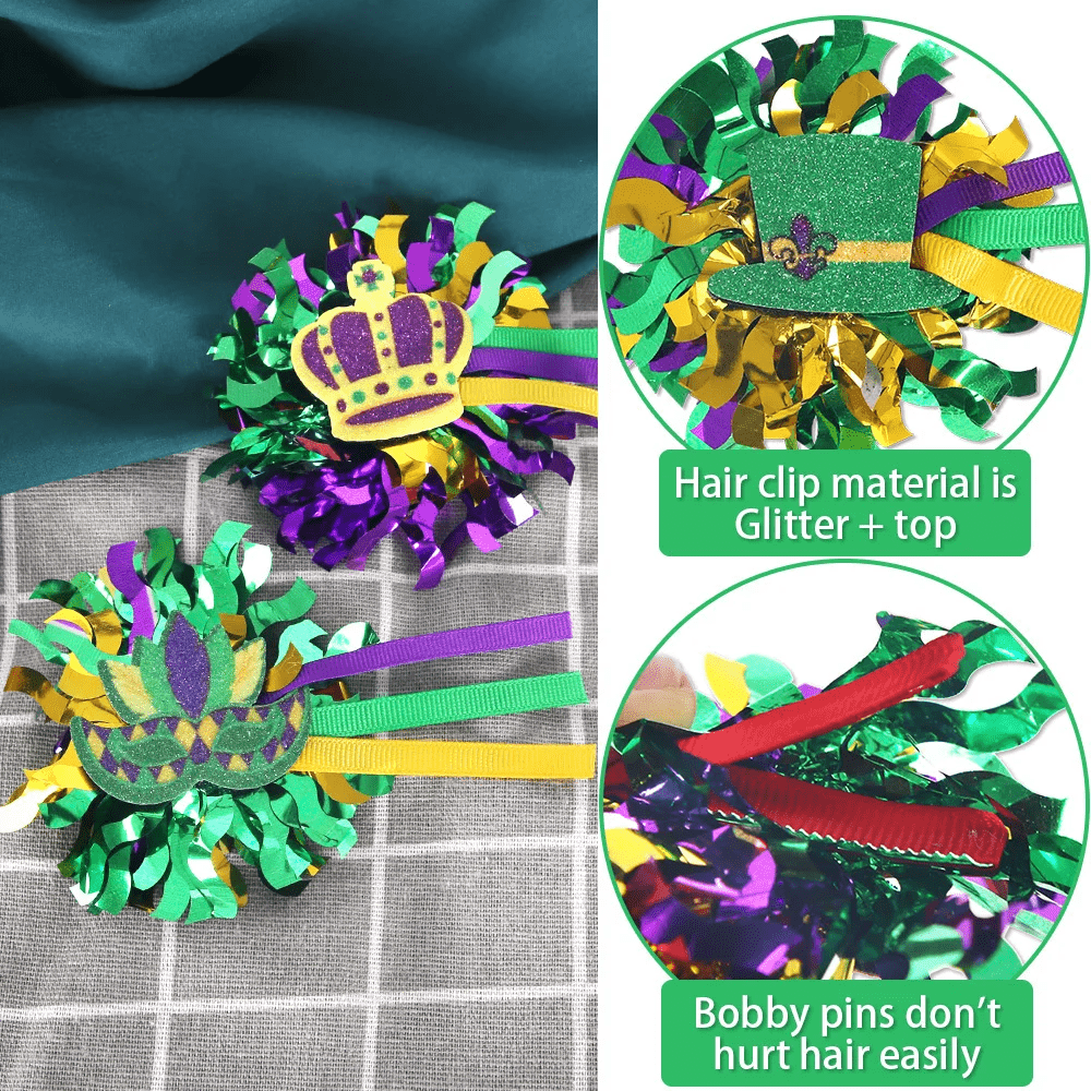 Mardi Gras Carnival Hair Clips