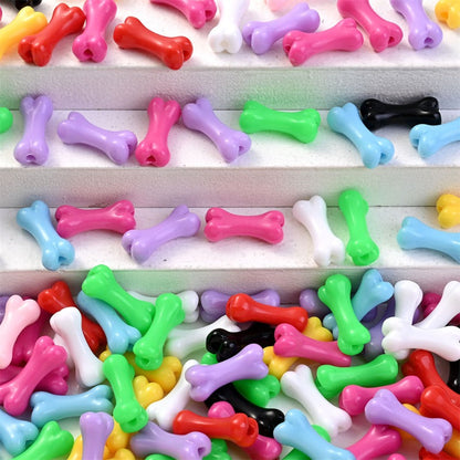 50pcs/set 9x20mm Colorful Bone-Shaped Acrylic Beads