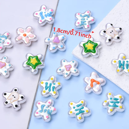 10PCS White Imitation Pearl Flower Acrylic Bead Set