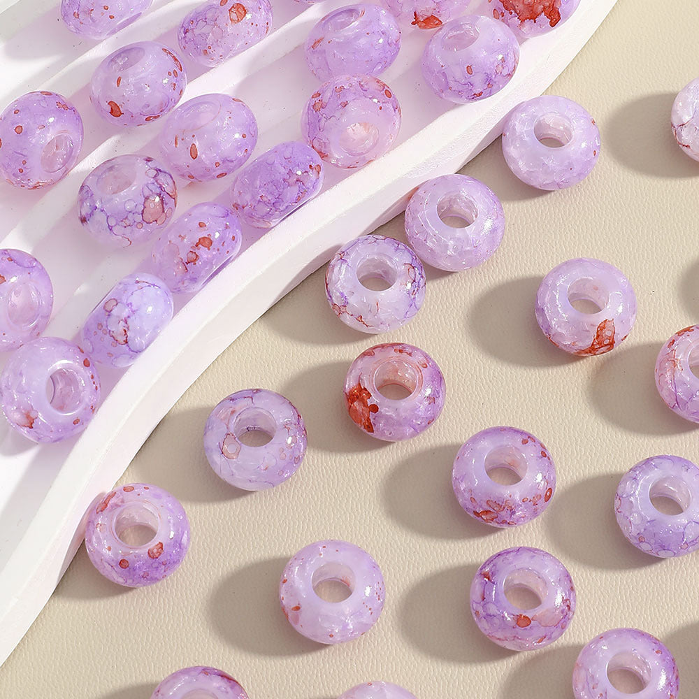 Ink Spatter Large Hole Acrylic Beads