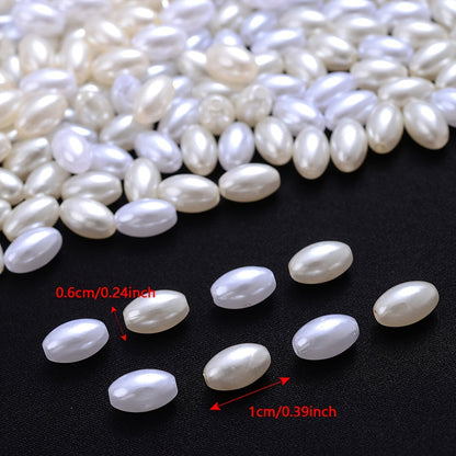 100PCS 6×10mm White Acrylic Bead Set