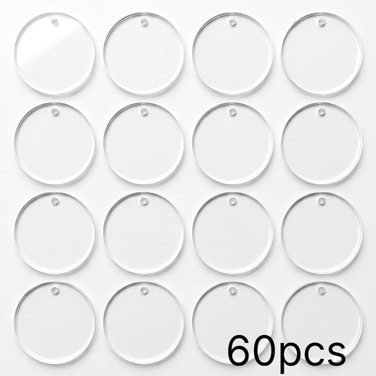 Blank Round Transparent Acrylic Christmas Ornament Keychain Charms