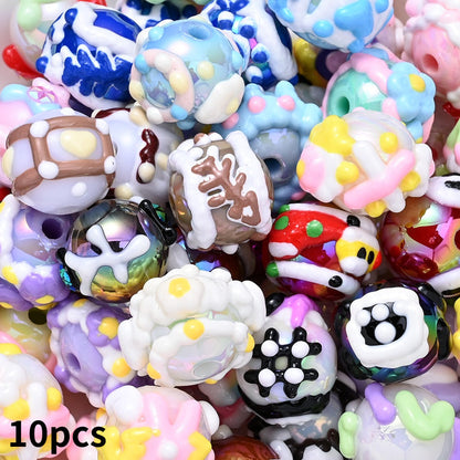Painted Mixed Color Acrylic Beads