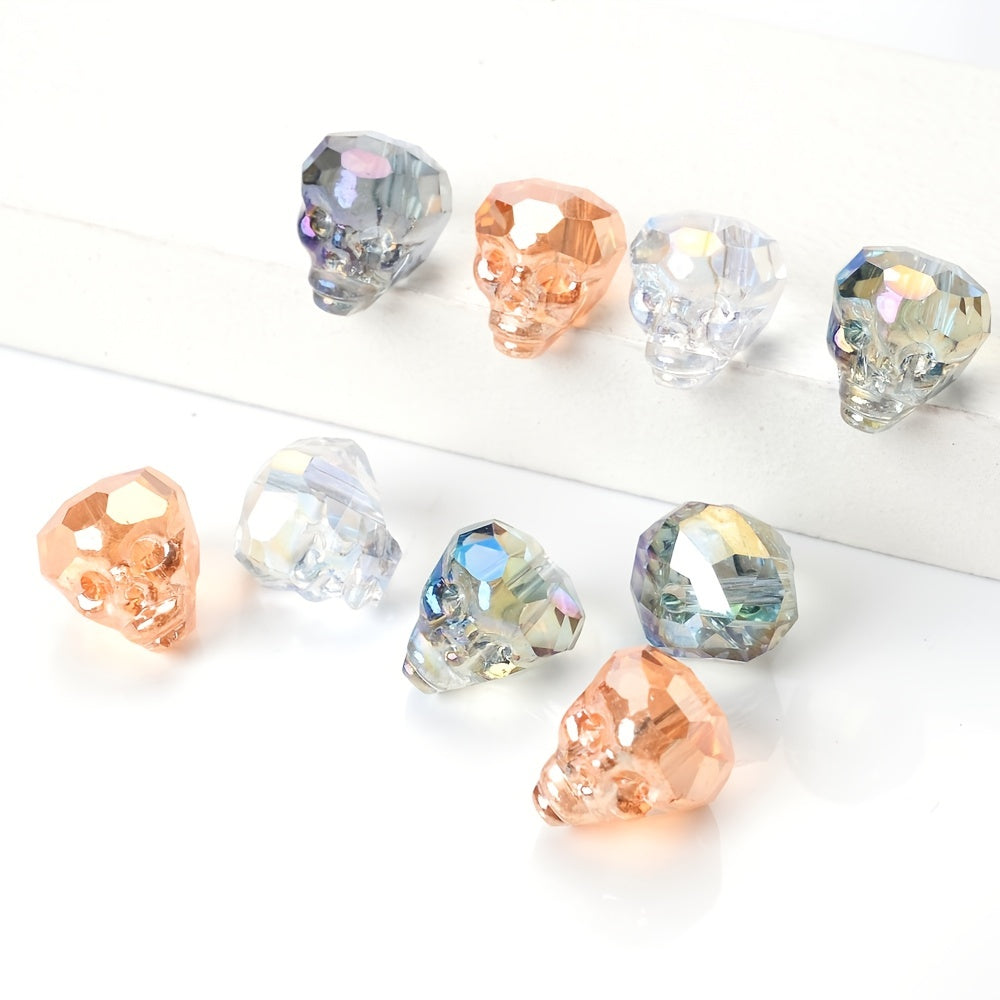 5PCS 14mm Skull Glass Crystal-Style Bead Set