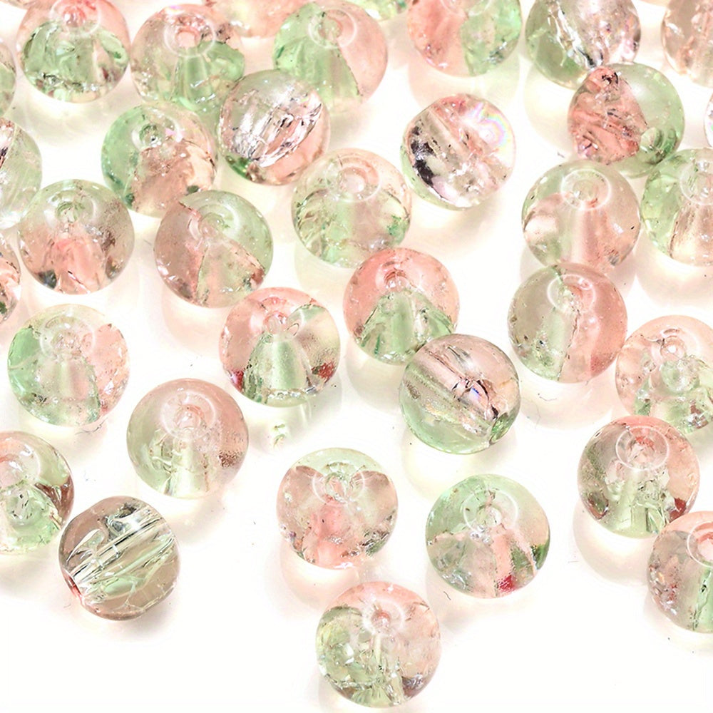 100PCS 8mm Gradient Glazed Flower Bead Set