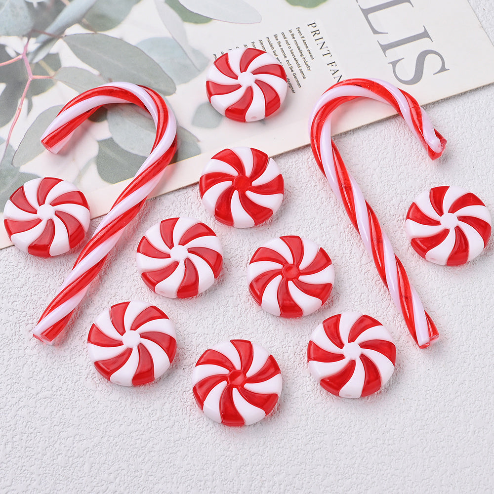 Acrylic Candy Cane Christmas Pendant Charms