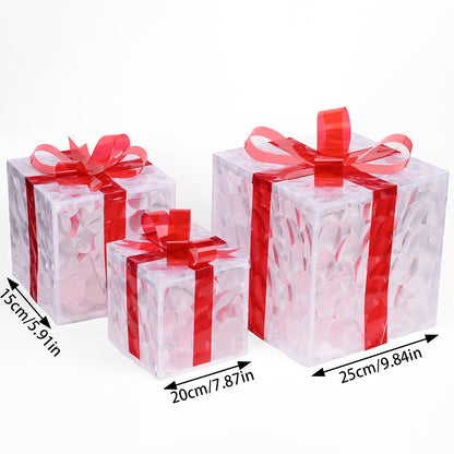 3-Piece Warm Light Christmas Gift Box Decorations