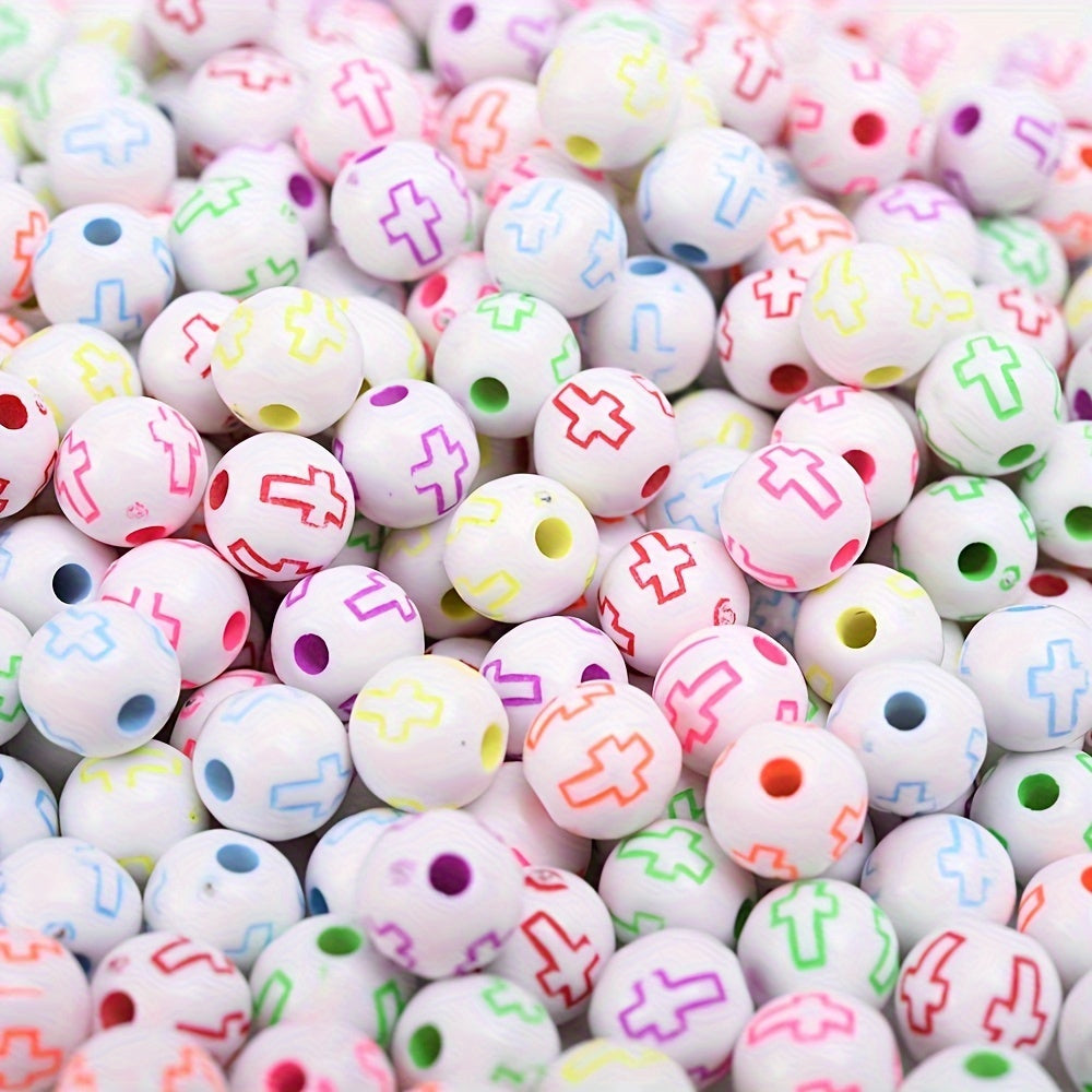 Round Cross Acrylic Beads