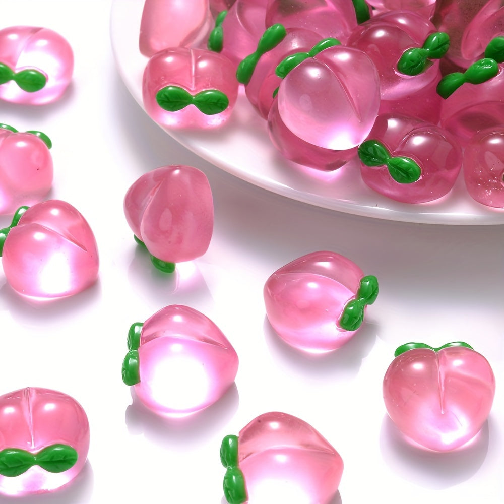 10PCS 17×16mm Pink Transparent Peach Resin Bead Set