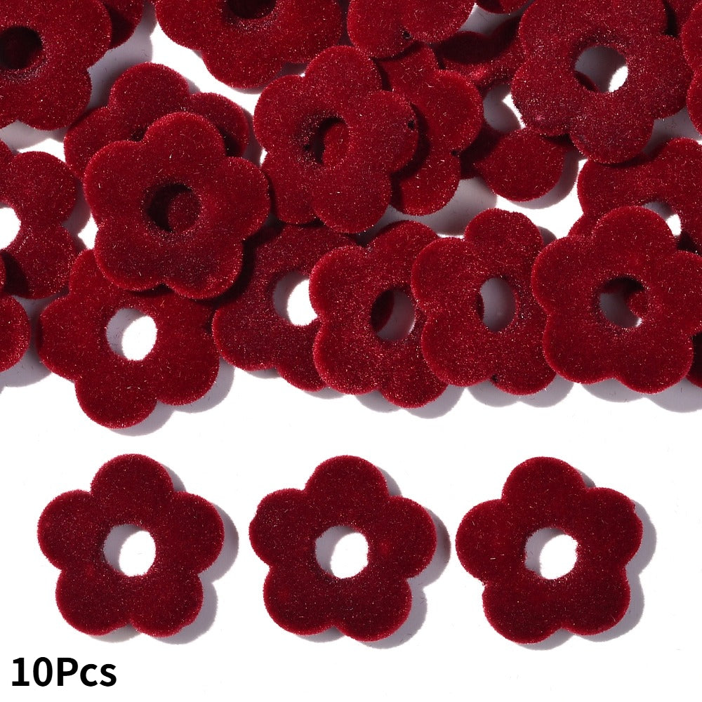 Flocked Flower Resin Beads
