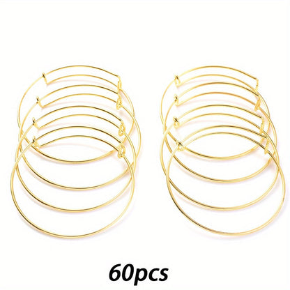 60-Piece Gold & White K Basic Bangle Bracelet Set