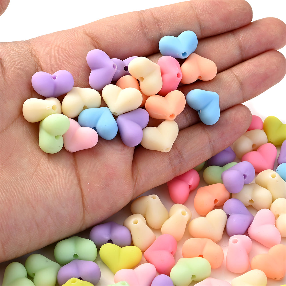 Acrylic Matte Heart Spacer Beads