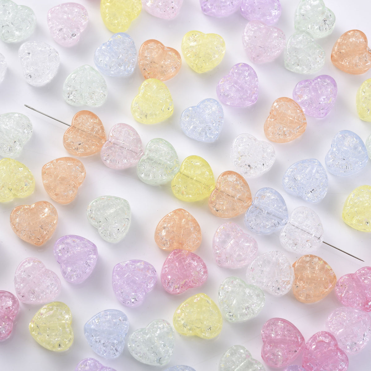 Acrylic Heart-Shaped Spacer Beads