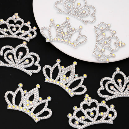 15-Piece White Padded Crown Rhinestone Patches
