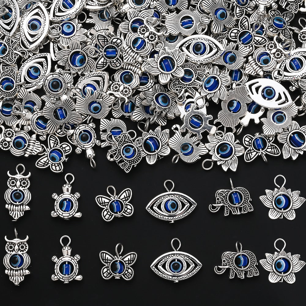 50PCS Vintage Evil Eye Alloy Pendant Set