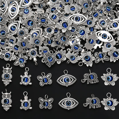50PCS Vintage Evil Eye Alloy Pendant Set