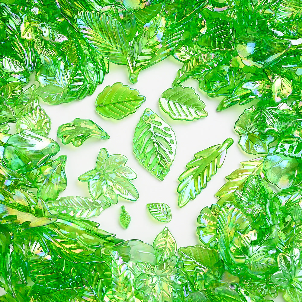 Green Acrylic Leaf Beads