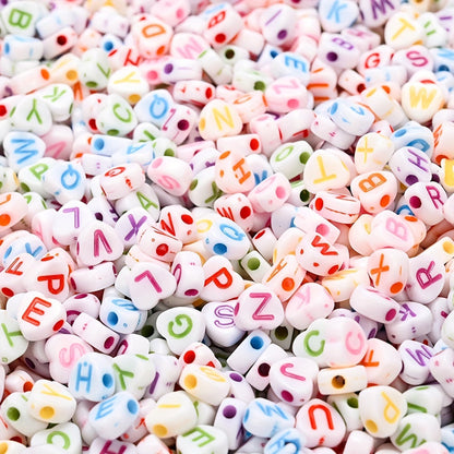 100PCS 4×7mm Heart-Shaped A-Z Letter Acrylic Bead Set