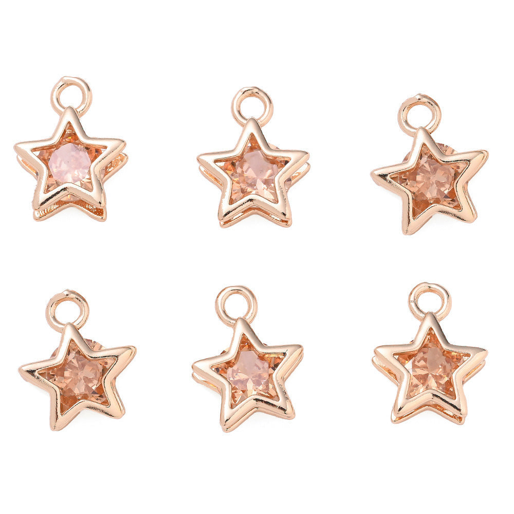 Rhinestone Star Copper Charms
