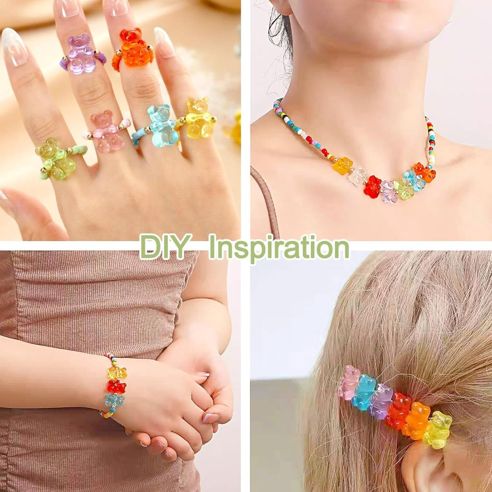 500-Piece 18x11 mm Transparent Gummy Bear Acrylic Beads