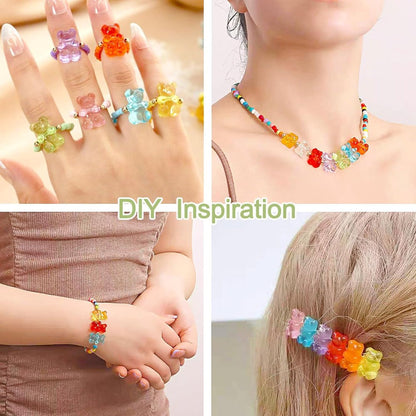 500-Piece 18x11 mm Transparent Gummy Bear Acrylic Beads