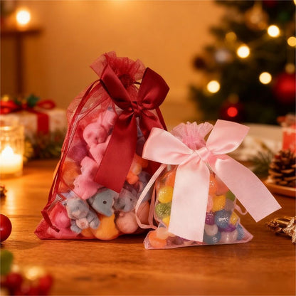 10PCS Organza Drawstring Gift Bag Set with Bowknot