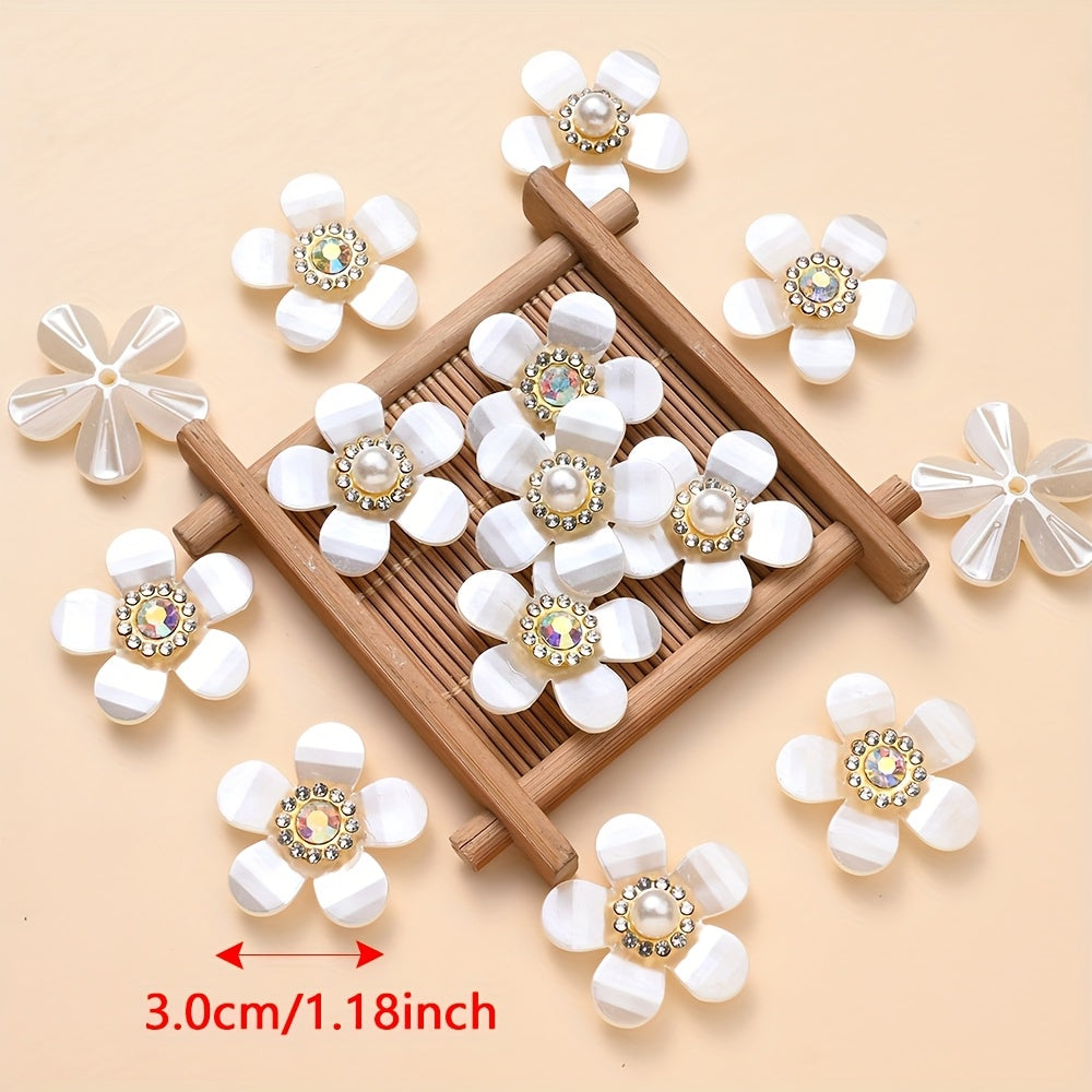 10PCS 3cm Five-Petal Flower Acrylic Embellishment Set