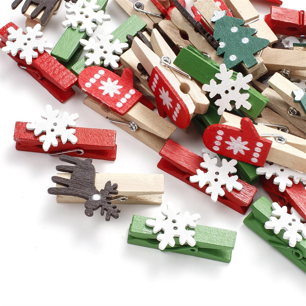 Christmas Wooden Mini Clips