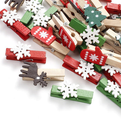 Christmas Wooden Mini Clips