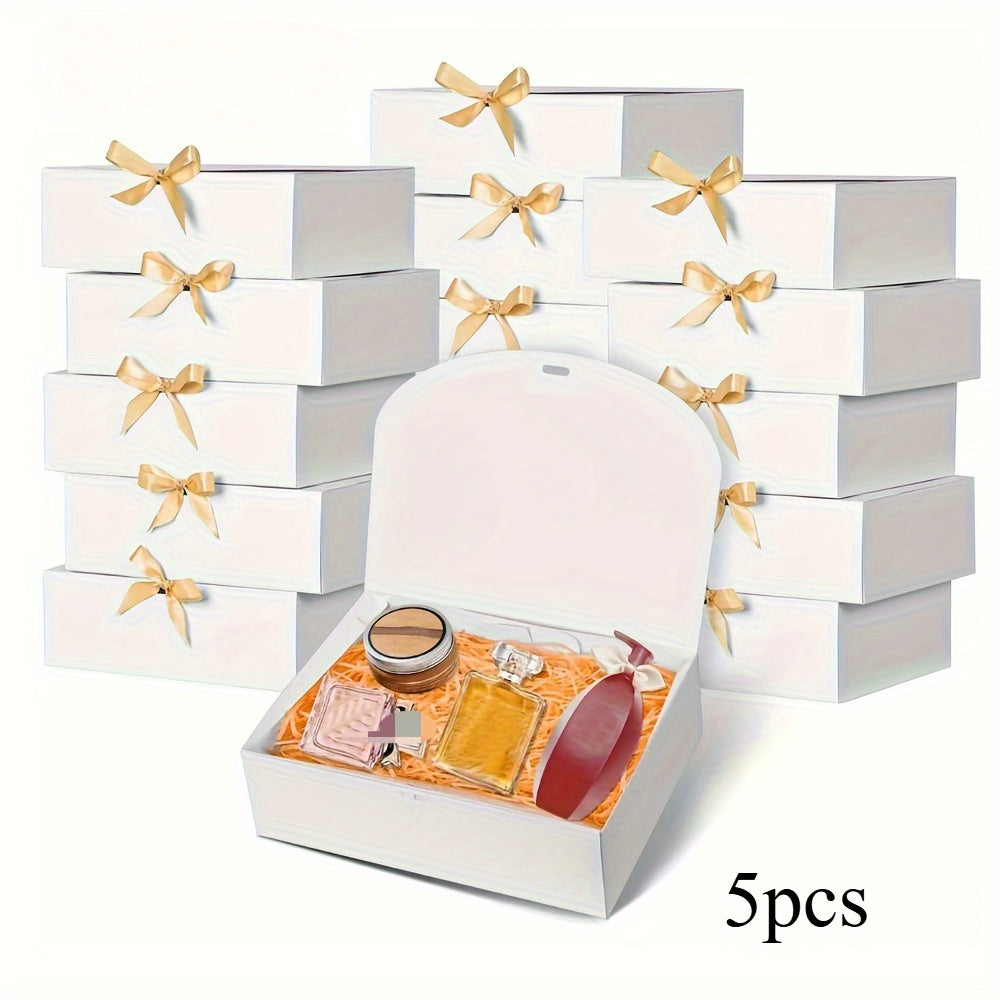 5-Piece Gift Packaging Boxes with Gold Ribbons