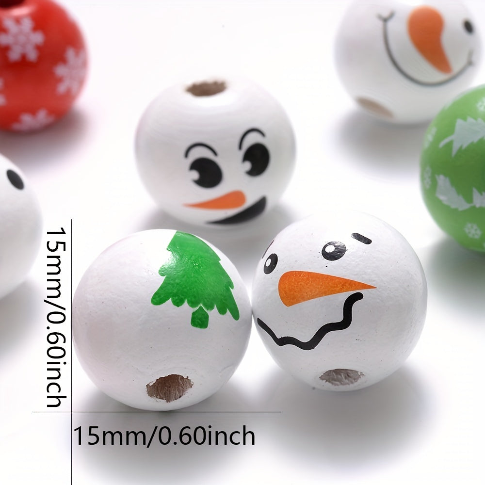 Christmas Wooden Santa & Tree Beads