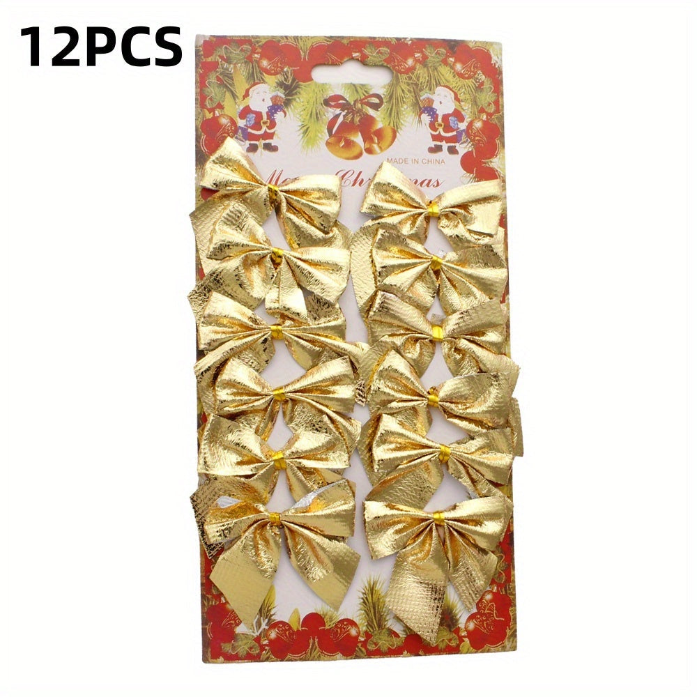 12-Piece Random Christmas Bow Polyester Decorations