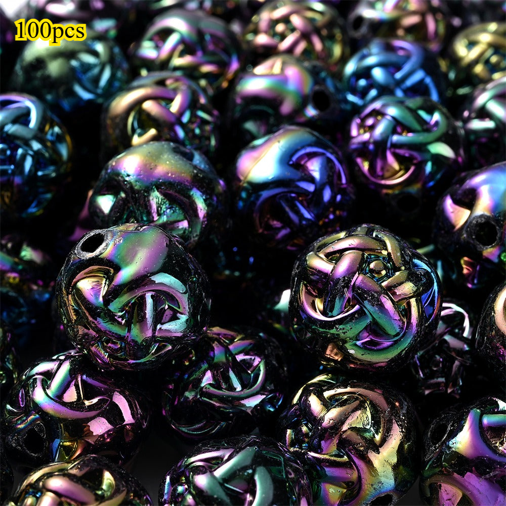 100pcs 15mm 3D Woven Yarn Balls Pumpkin Acrylic Beads