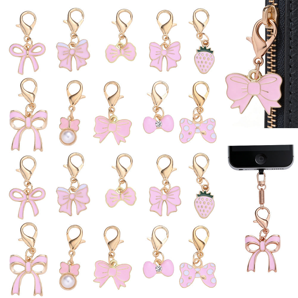 Pink Bow Enamel Pendant Charms