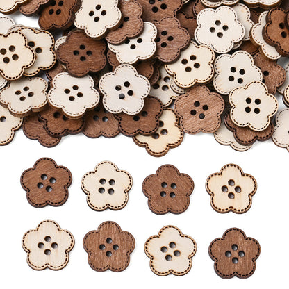 Mixed Wooden Button Decorative Beads