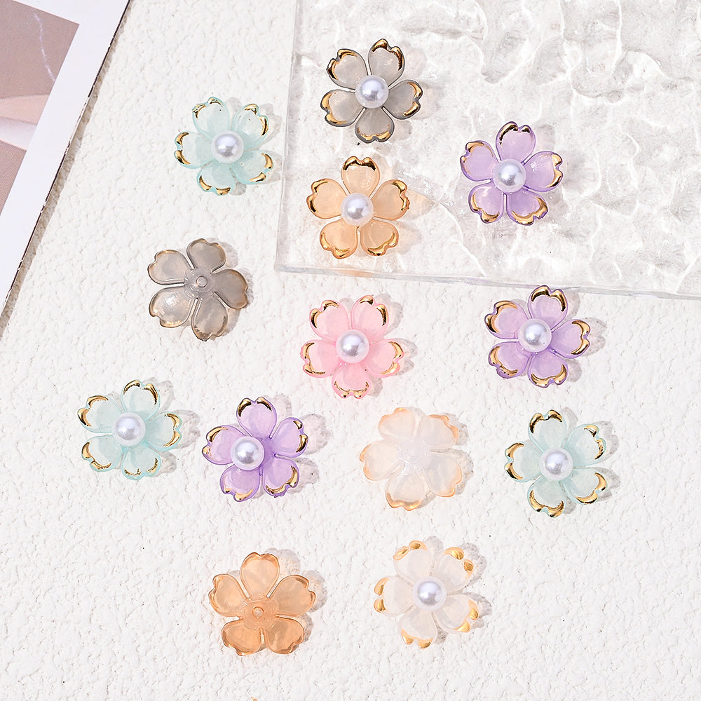 Colorful Cherry Blossom Acrylic Beads