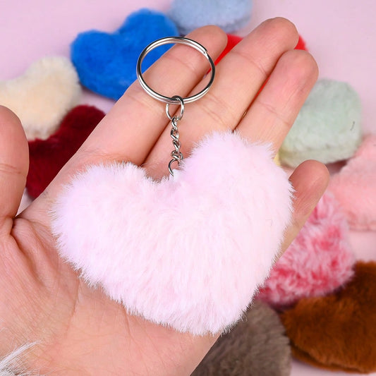Pink Plush Peach Heart Keychain DIY Kit