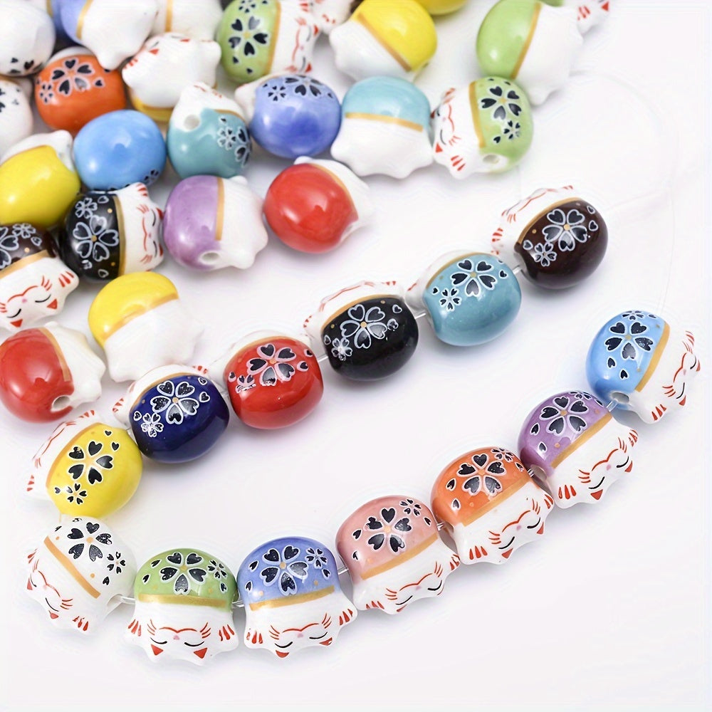 Mixed Lucky Cat Ceramic Beads