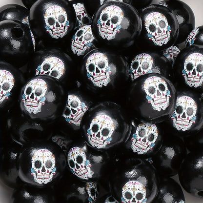 Halloween Skull Wooden Spacer Beads