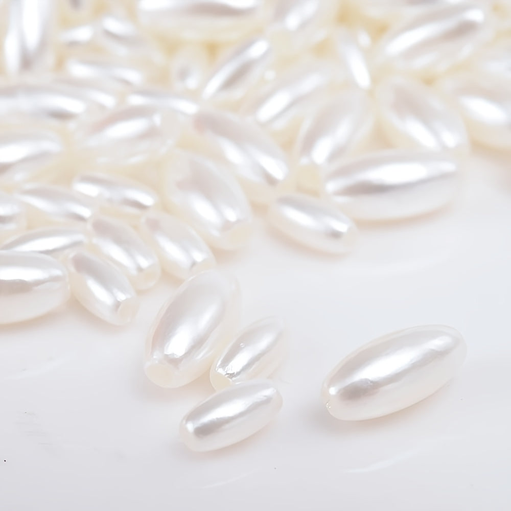 Beige Oval Acrylic Rice Beads