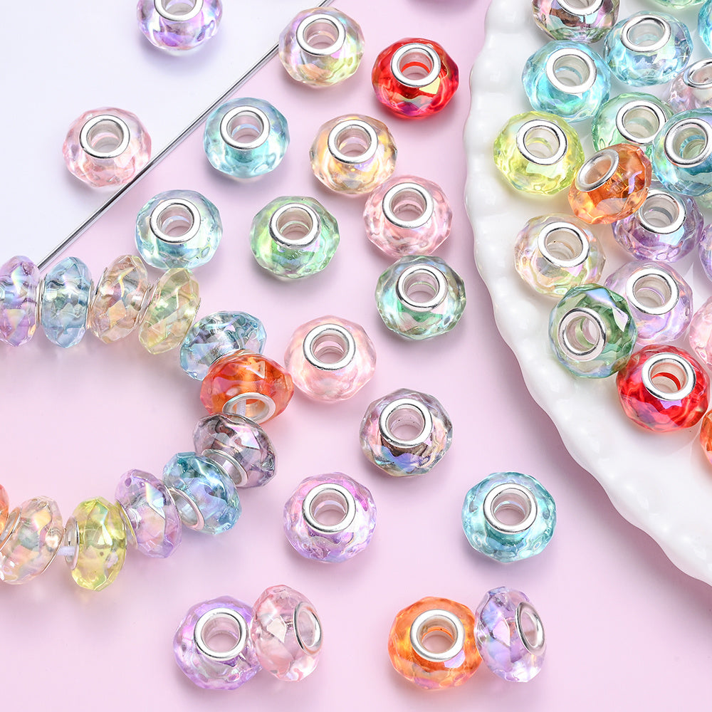 Mixed Color Faceted Acrylic Large Hole Beads