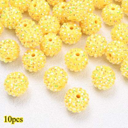 10pcs/set 16mm Random Resin Bayberry Ball Rhinestone Beads