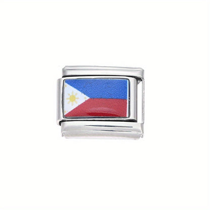 World Flag Alloy Bracelet Module