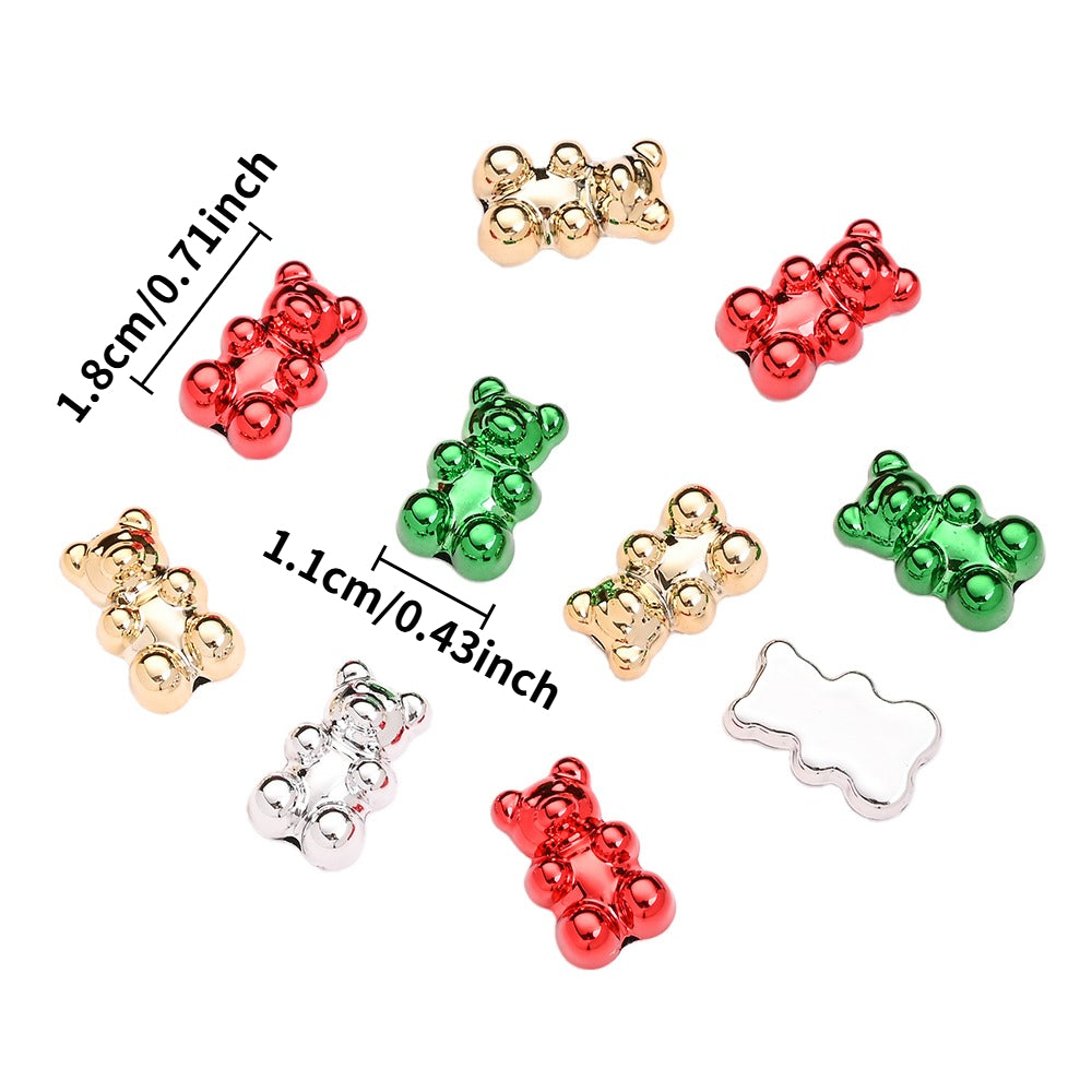 10PCS Christmas Bear Acrylic Bead Set