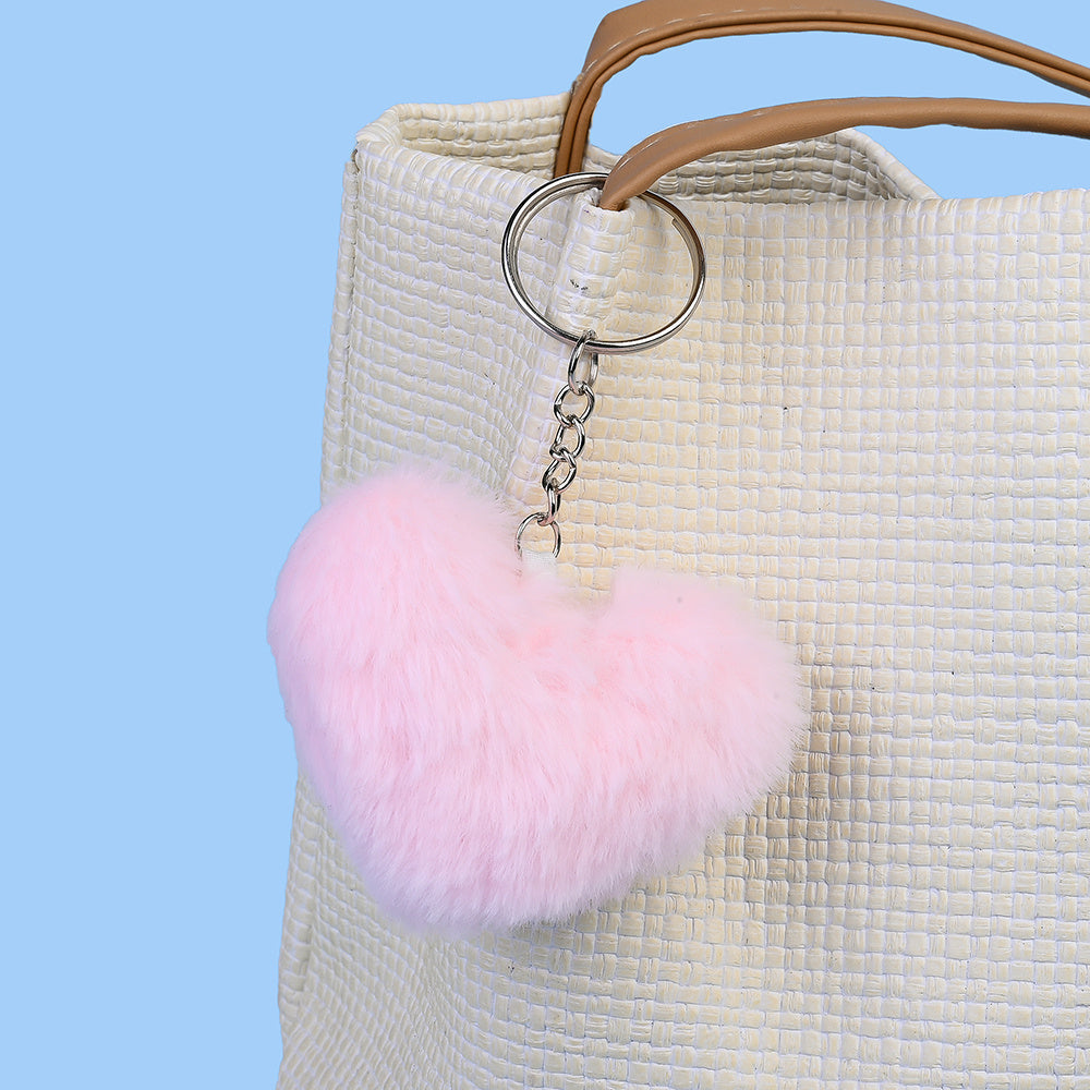 Pink Plush Peach Heart Keychain DIY Kit