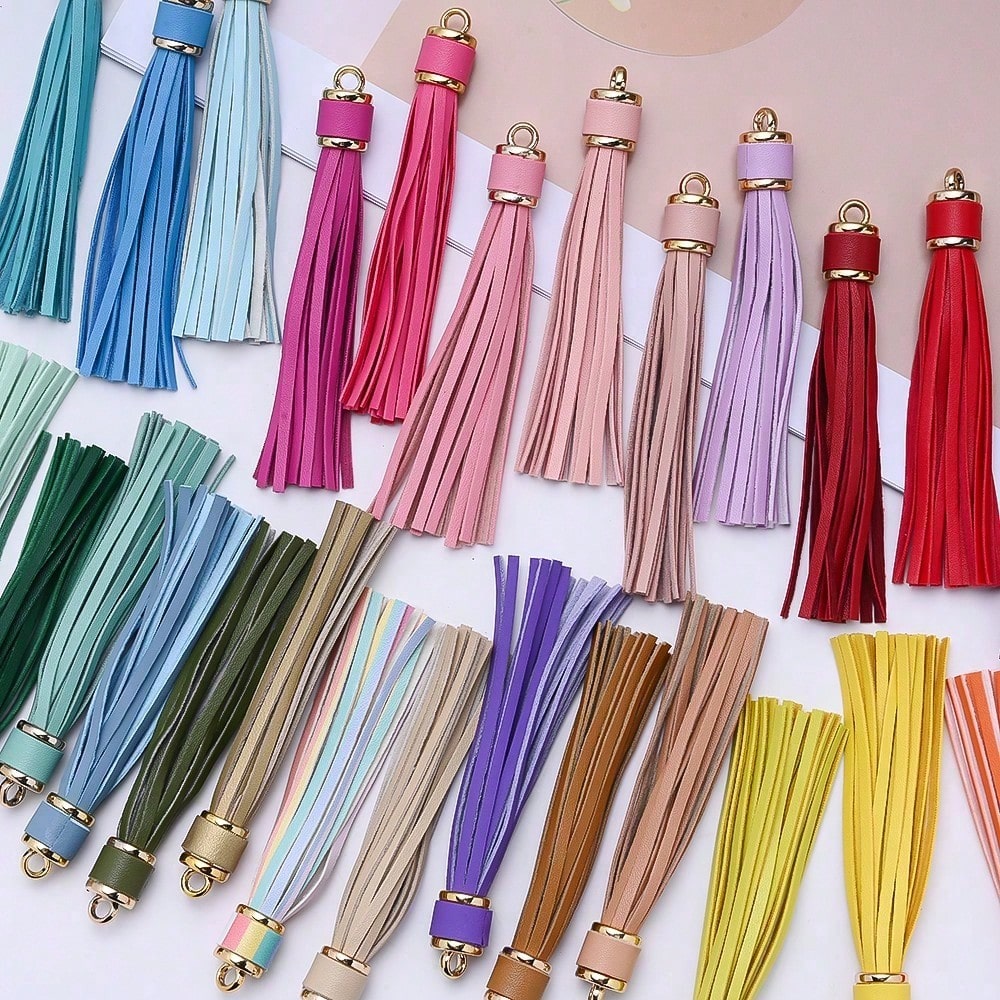 Leather Tassel Metal Keychains